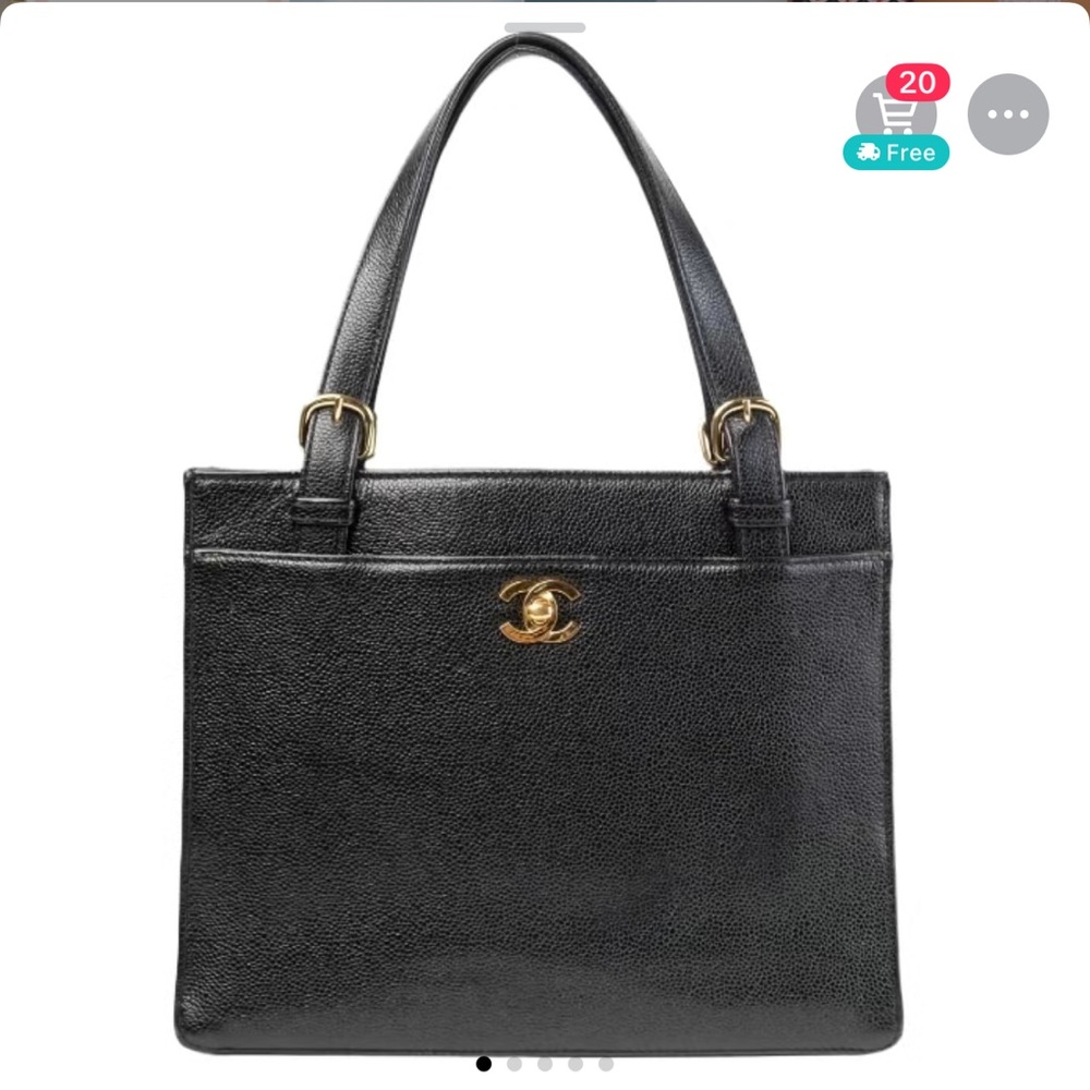 Chanel Black Leather Tote Bag